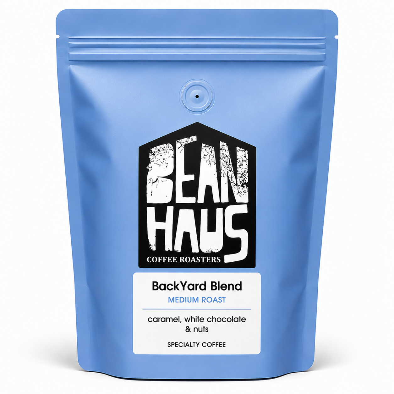 BackYard Blend medium roast specialty coffee beans by BeanHaus Coffee Roasters, freshly roasted in Cyprus – caramel, white chocolate and nuts