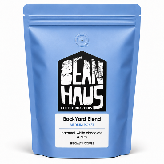 BackYard Blend medium roast specialty coffee beans by BeanHaus Coffee Roasters, freshly roasted in Cyprus – caramel, white chocolate and nuts