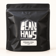 BeanHaus Ethiopia Limu specialty coffee bag on a clean studio background, with tasting notes of berries, vanilla, mint and herbs
