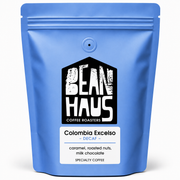 Colombia Excelso Decaf specialty coffee beans by BeanHaus Coffee Roasters, freshly roasted in Cyprus – caramel, roasted nuts and milk chocolate