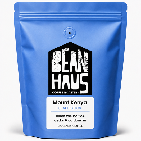 Mount Kenya SL Selection specialty coffee beans by BeanHaus Coffee Roasters, freshly roasted in Cyprus – black tea, berries, cedar and cardamom