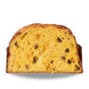 Sliced Penna Bakery traditional artisan panettone with raisins and candied orange