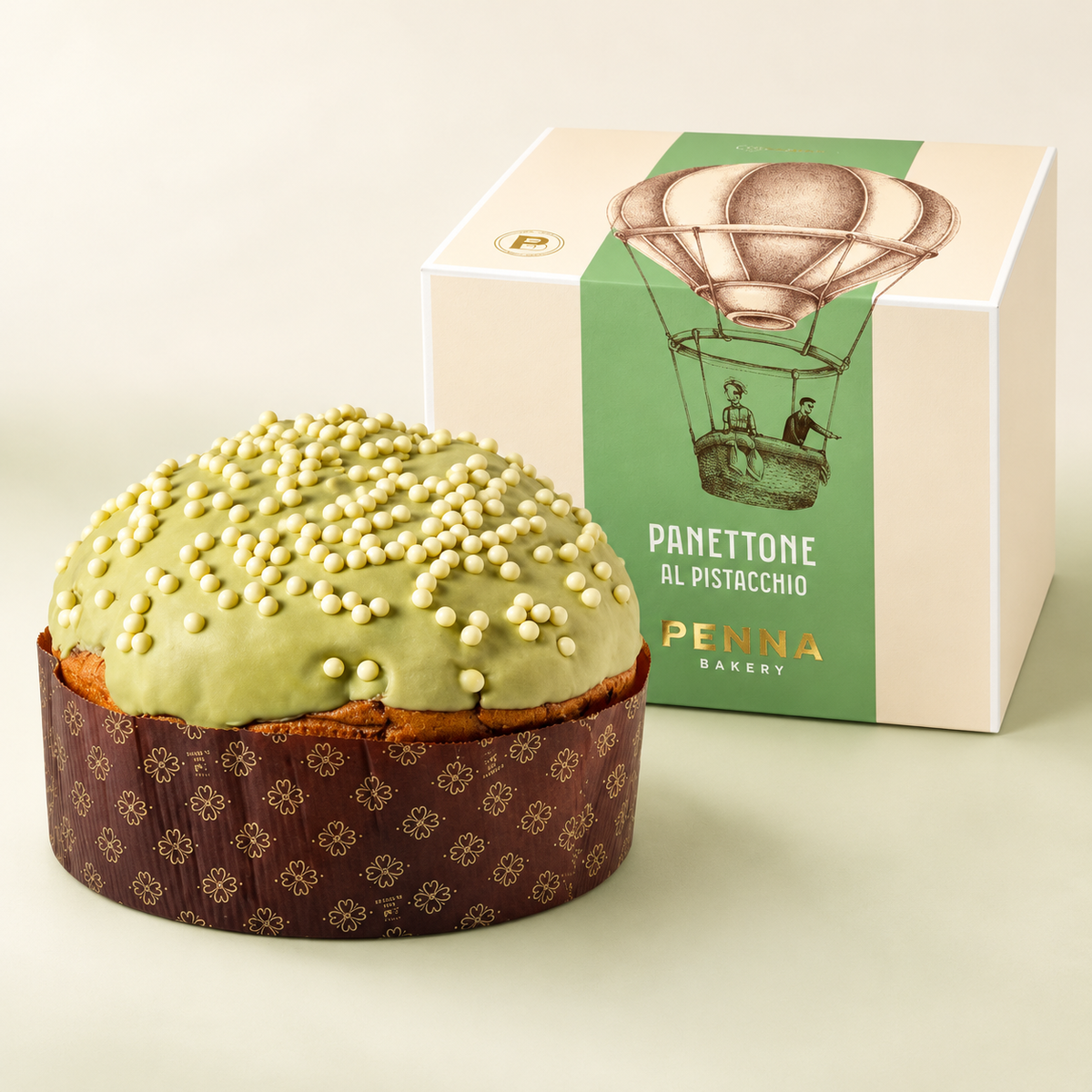 Penna Bakery pistachio artisan panettone with pistachio cream and gift box